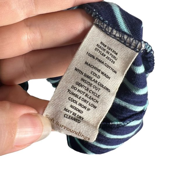 Soft Surroundings Indra Blue Stripe Short Sleeve Top XL - Picture 6 of 6